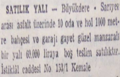 1949 yılında Küçükyalı da 7.662 metrekare arsa 21.000 liraya satılacakmış!