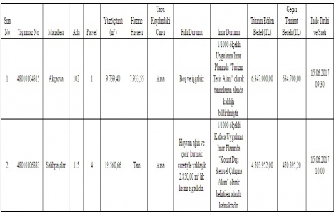 Muğla da satılık 2 arsa 10,8 milyon TL ye!