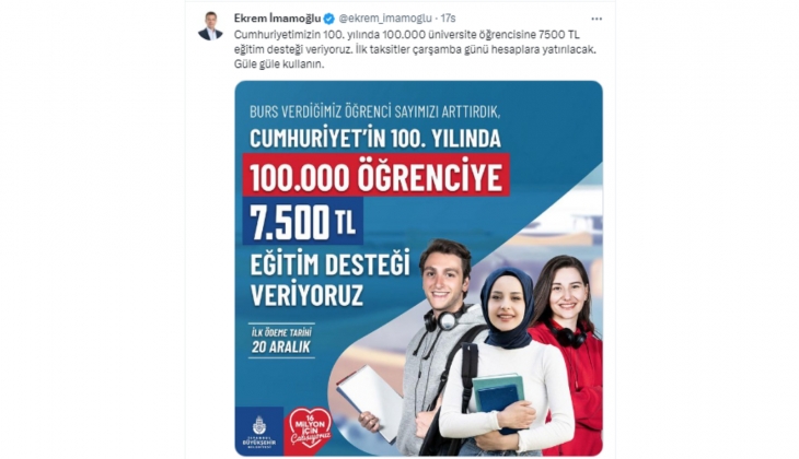 İBB den 100 bin öğrenciye 7 bin 500 TL lik burs: İlk taksit çarşamba yatıyor!