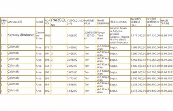 Denizli Milli Emlak tan 43.2 milyon TL ye satılık 9 arsa!