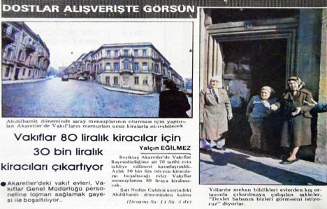 1982 yılında Vakıflar, Akaretler deki 70 tarihi evin tahliye edilmesini istemiş!