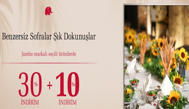 Çeyizde kaçırılmayacak fırsat! Jumbo’da %30+%10 indirim fırsatı! 