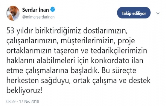 İnanlar İnşaat konkordato ilan edecek!