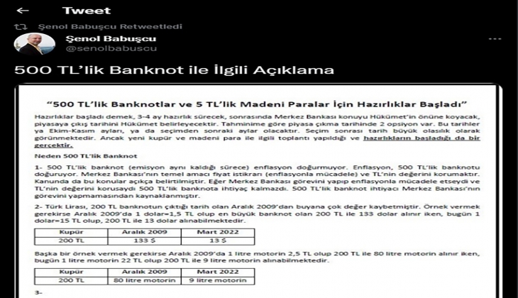 Merkez Bankası 500 liralık banknot iddiasını yalanladı ama o belge ortaya çıktı! Durmuş Yılmaz da dahil oldu