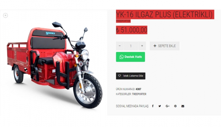 Yuki 3 tekerlekli, kasalı, elektrikli Ilgaz Plus motosiklet kaç TL? İşte 9 Mayıs 2022 fiyat listesi