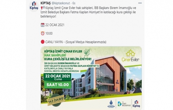 KİPTAŞ İzmit Çınar Evler kura tarihi 2021!