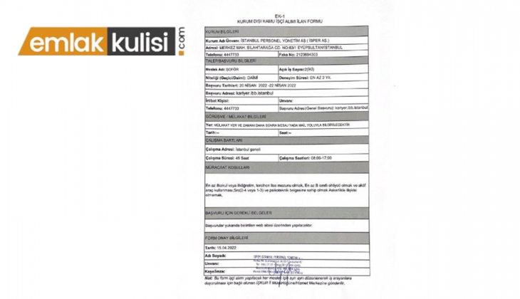 İstanbul da iş arayanlar dikkat! Kuruma 12 işçi alınacak