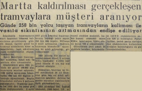1957 yılında İstanbul Belediyesi kaldırılan tramvaylara müşteri aramış!