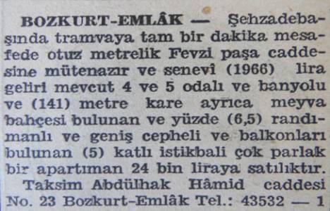 1941 yılında Şehzadebaşı'nda 5 katlı bir apartman 24 bin liraya satılacakmış!