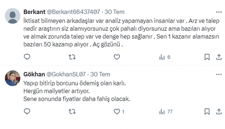 Sosyal medyada konut fiyatları çıkarması: Vatandaşlar Konut fiyatları neden düşmüyor? sorusunu yanıtladı!