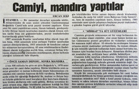 1989 yılında Boğazköy Cami, mandıra olarak kullanılıyormuş!