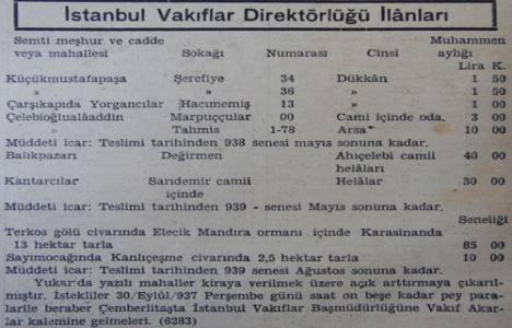 1937 yılında Terkos Gölü civarında 130 dönüm tarlanın yıllık kirası 85 liraymış!