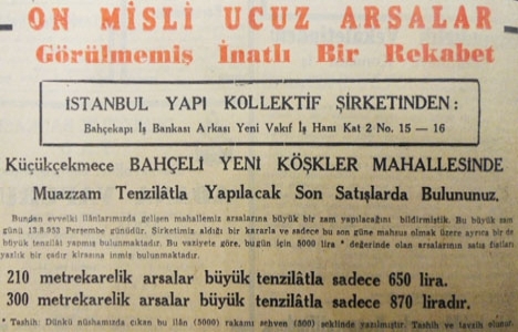 1953 yılında Küçükçekmece'de 300 metrekare arsa 870 liraymış!
