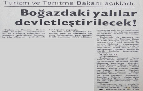 1975 yılında Boğaz daki yalılar devletleştirilecekmiş!