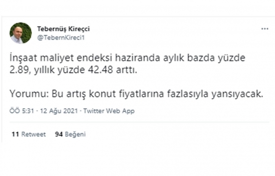 İnşaat maliyetleri rekor seviyede arttı!