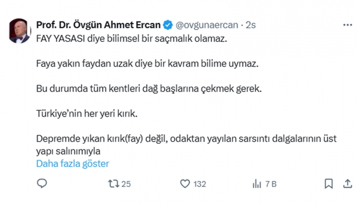 Prof. Dr. Övgün Ahmet Ercan dan Fay Yasası tepkisi: 2020’de Sisam’da deprem oldu, kırığın geçmediği Bayraklı yıkıldı!