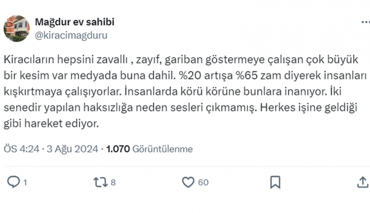Avukattan kira zammı çıkışı: 2 senedir ev sahiplerinin evlerine çöküldü, memur gibi 2 defa değil yılda bir zam alıyorlar