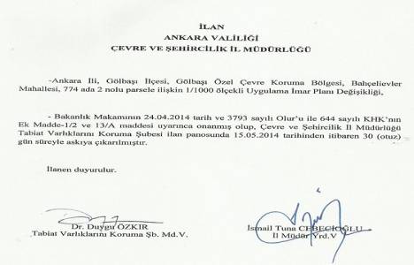 Ankara Gölbaşı Bahçelievler Mahallesi imar planı askıya çıktı!