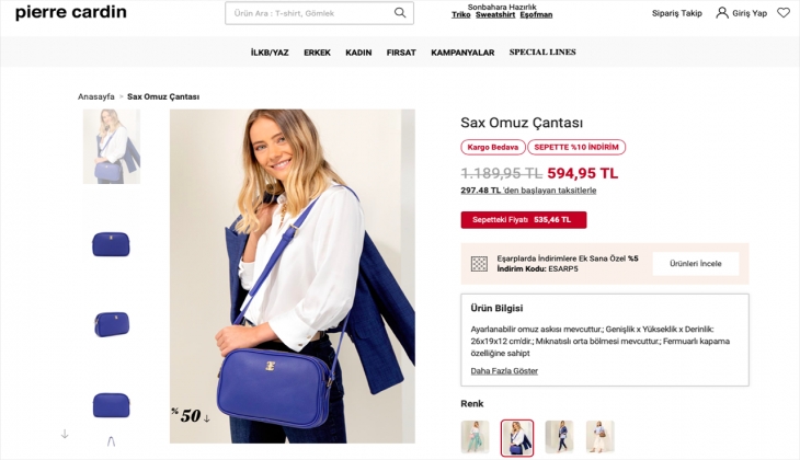 Pierre Cardin Kadın çantalarda net yüzde 50+ sepette yüzde 10 indirim fırsatı! Pierre Cardin 20 Eylül 2022 Fiyat Listesi