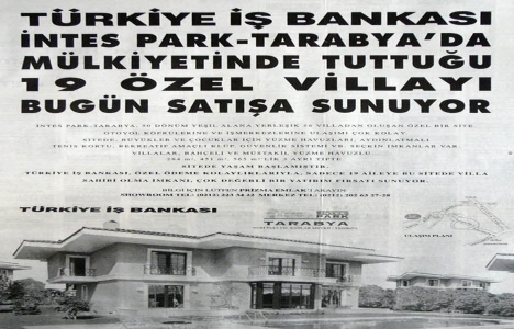 2000 yılında İş Bankası İntes Park ta mülkiyetindeki villaları satışa sunmuş!
