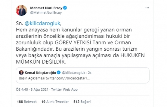 Mehmet Nuri Ersoy dan Kemal Kılıçdaroğlu na yapılaşma yanıtı!
