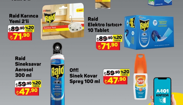 A101’de ne var ne yok indirime girdi! Torku taze peynir 49 TL, Raid sineksavar 47,90 TL, kırmızı mercimek 53,95 TL...