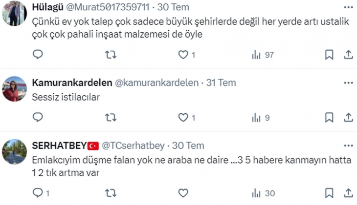 Sosyal medyada konut fiyatları çıkarması: Vatandaşlar Konut fiyatları neden düşmüyor? sorusunu yanıtladı!