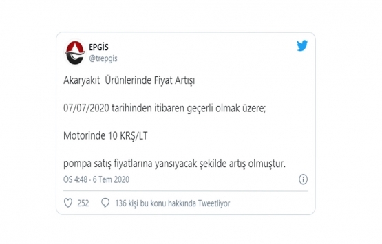 Motorine 10 kuruş zam!