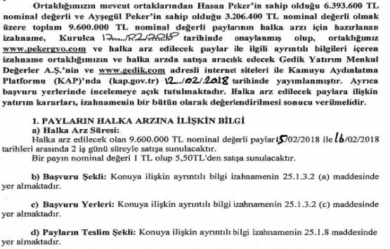 Peker GYO halka arz edilecek!