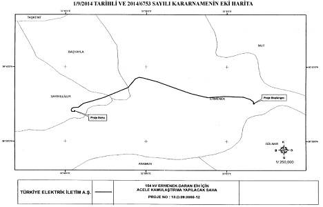 Ermenek-Daran Enerji İletim Hattı Projesi için acele kamulaştırma yapılacak!