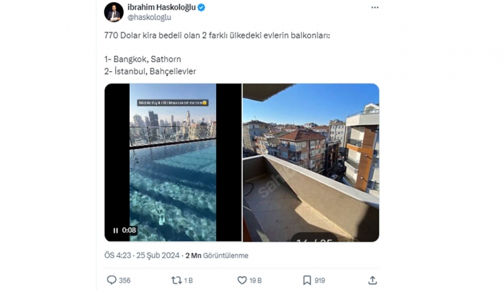 770 Dolar kira bedeli olan İstanbul ve Bangkok taki iki evin farkları gündem oldu!