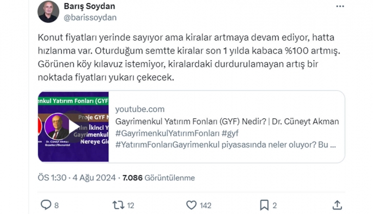 Şu an ev fiyatları yerinde sayıyor ama kiralar katlanıyor: Kiralardaki artış konut fiyatlarını da tırmandırır!
