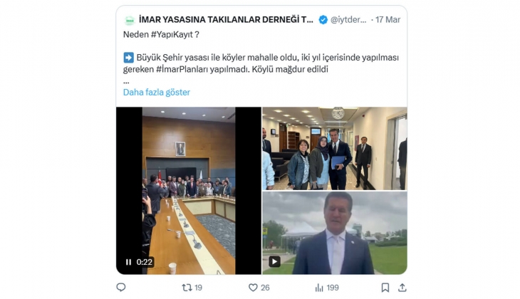 İmar Yasasına Takılanlar Derneği: Kentsel dönüşümden önce yapı kayıt esastır, gelmelidir!