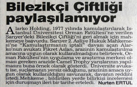 1995 yılında Bilezikçi Çiftliği paylaşılamıyormuş!