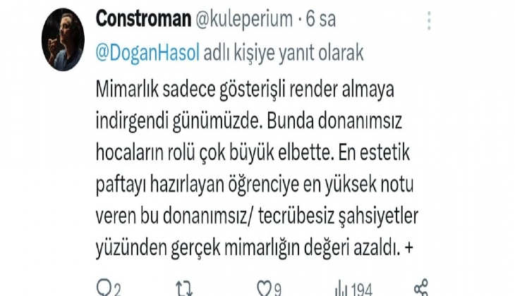 Ünlü mimar Doğan Hasol dan mimarlık eğitimi eleştirisi...