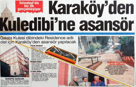 1997 yılında Karaköy den Kuledibi ne asansör!