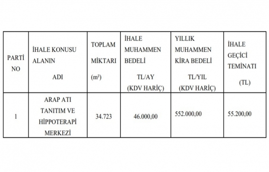 TİGEM, Arap Tayı Tanıtım ve Hippoterapi Merkezi ni kiraya verecek!
