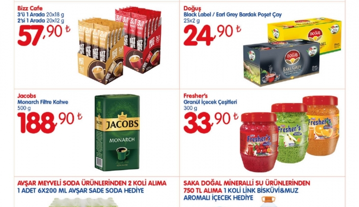 Bizim Toptan’da Jacobs filtre kahve 188,95 TL’ye, Ariel toz deterjan 93,95 TL’ye, Lipton poşet çay 43,90 TL’ye düştü!