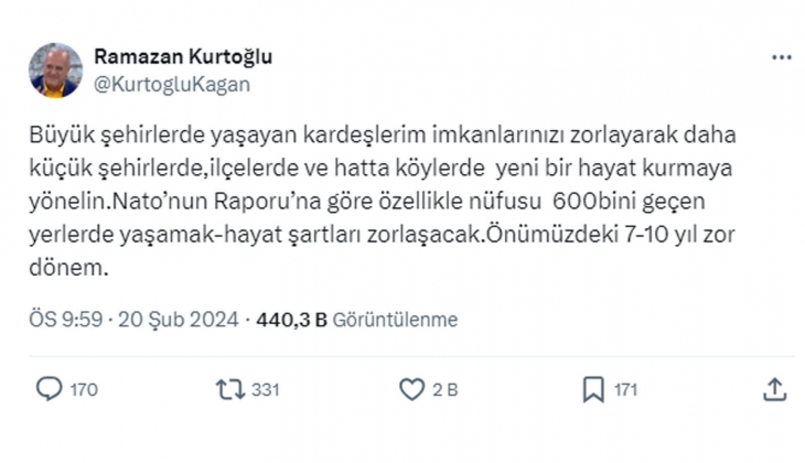 NATO, büyükşehirlerde hayatın zorlaşacağını açıkladı: Küçük yerlerde yeni bir hayat kurun!