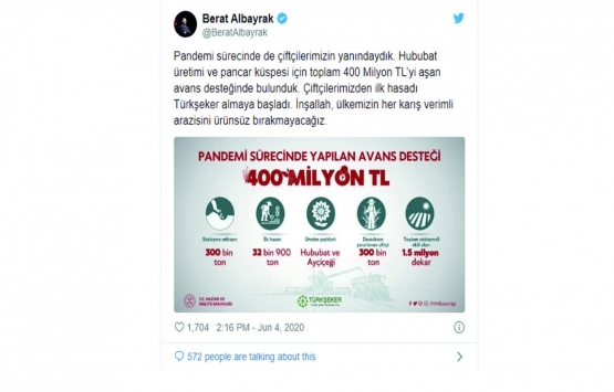 Hazine ve Maliye Bakanı Berat Albayrak tan çiftçilere destek açıklaması!
