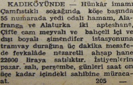 1946 yılında Kadıköy'de 7 odalı ahşap ev 22 bin liraya satılacakmış!