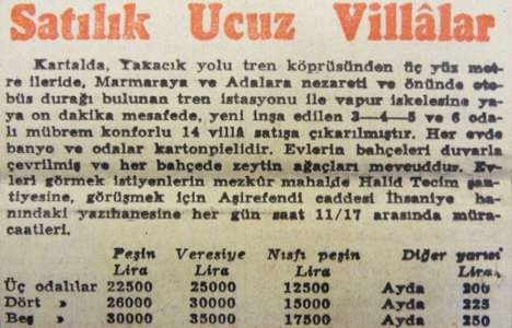 1954 yılında Yakacıkta satılık villa