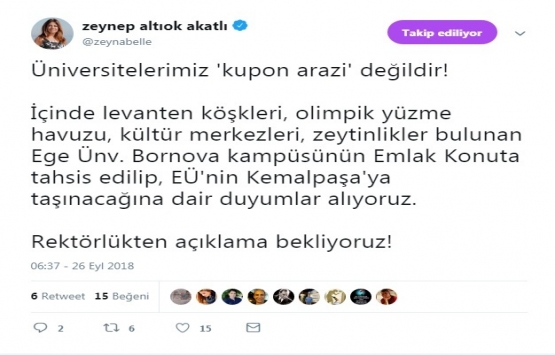 Ege Üniversitesi Emlak Konut a verilecek iddiası!