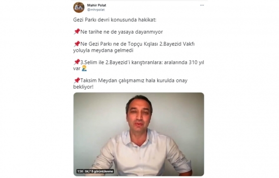 Mahir Polat tan Gezi Parkı nın mülkiyetinin değiştirilmesine ilişkin açıklama!