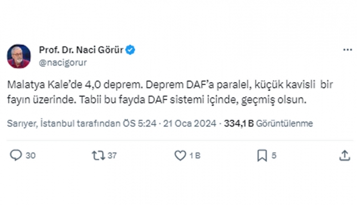 Naci Görür den Malatya depremi açıklaması geldi! Bir ilçe için Acilen deprem dirençli hale getirilmeli dedi!