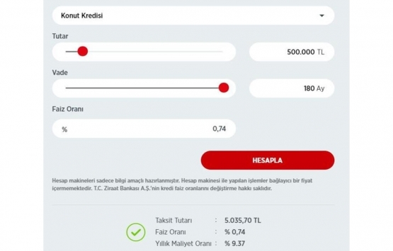 0.74 ve 0.64 faizli konut kredisi hesaplama nasıl yapılır?