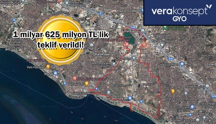 ÖİB'nin Kartal arsası için en yüksek rakam Vera Konsept GYO'dan! 