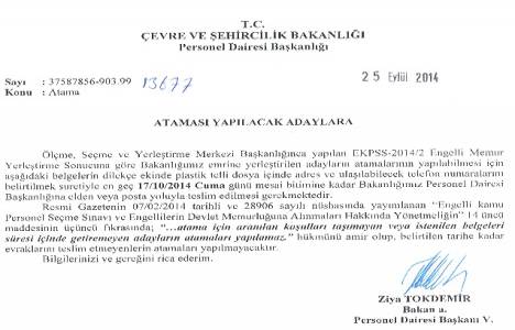 Çevre ve Şehircilik Bakanlığı EKPSS memur ataması yapacak!