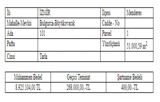 İzmir Menderes te 8.9 milyon TL ye satılık tarla!