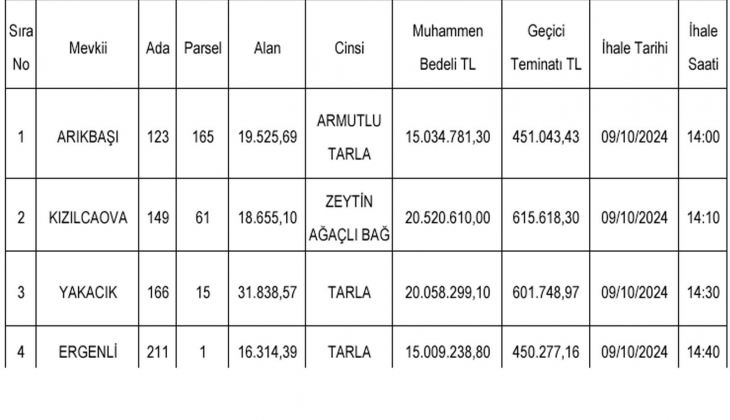 İzmir Bayındır da 4 adet arazi satılıyor! Fiyatlar 5 milyon TL den başlıyor...